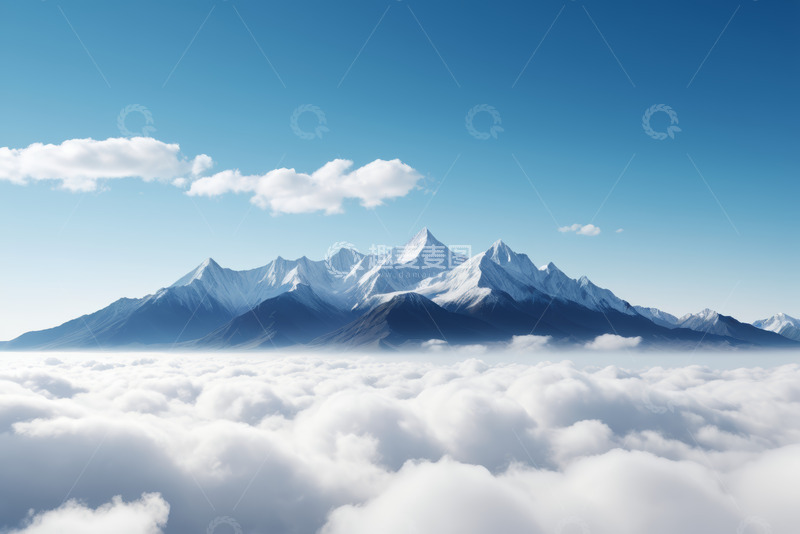 高清大图下载【趣麦麦图】云海之上的雪山全景