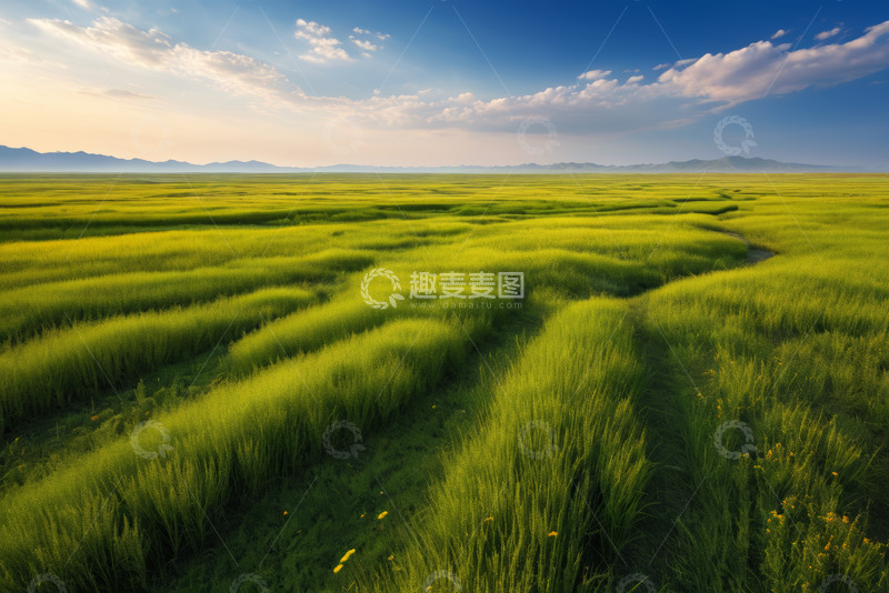 高清大图下载【趣麦麦图】广袤草原风光与蓝天白云景致