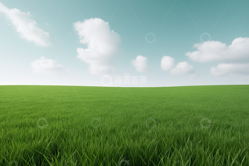高清大图下载【趣麦麦图】蓝天白云下的绿色草原