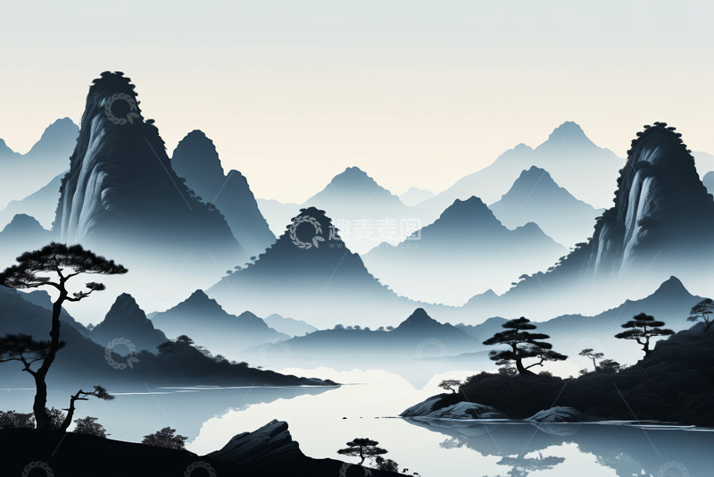 高清大图下载【趣麦麦图】中式山水风景图