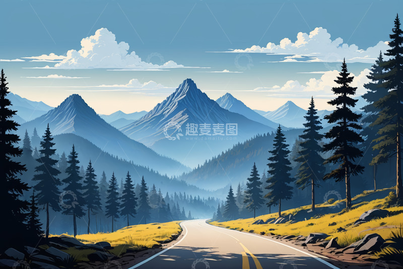 高清大图下载【趣麦麦图】山间公路自然风光