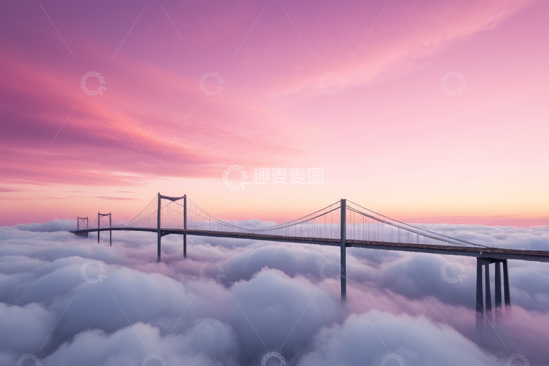 高清大图下载【趣麦麦图】云海之上的桥梁风光