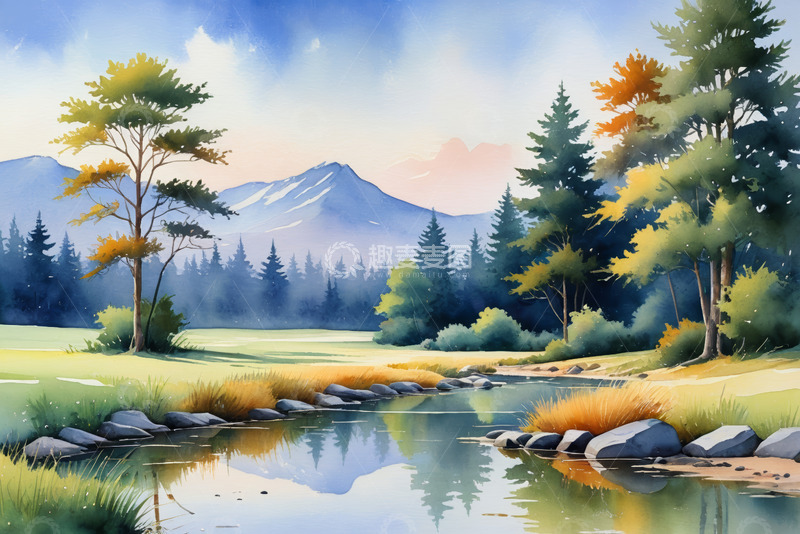 高清大图下载【趣麦麦图】山林间河流自然风光