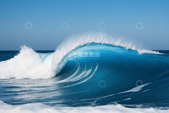 蓝色海洋中的波浪景观