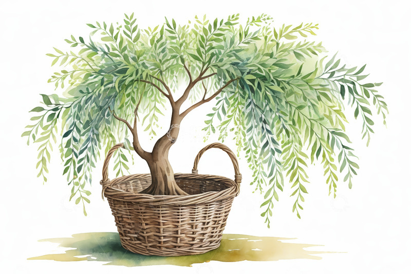 高清大图下载【趣麦麦图】篮中绿植插画素材