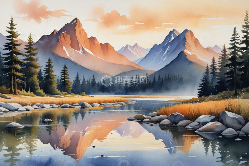高清大图下载【趣麦麦图】山林湖畔自然风光