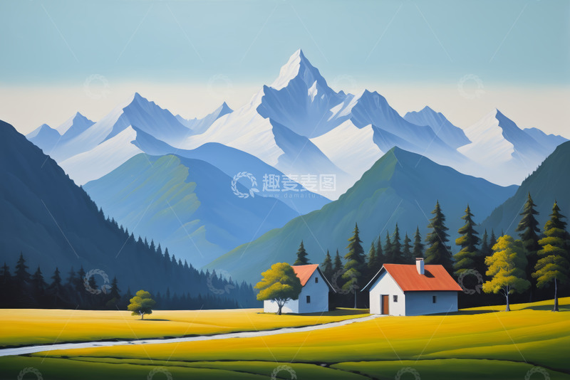 高清大图下载【趣麦麦图】山间田园风景