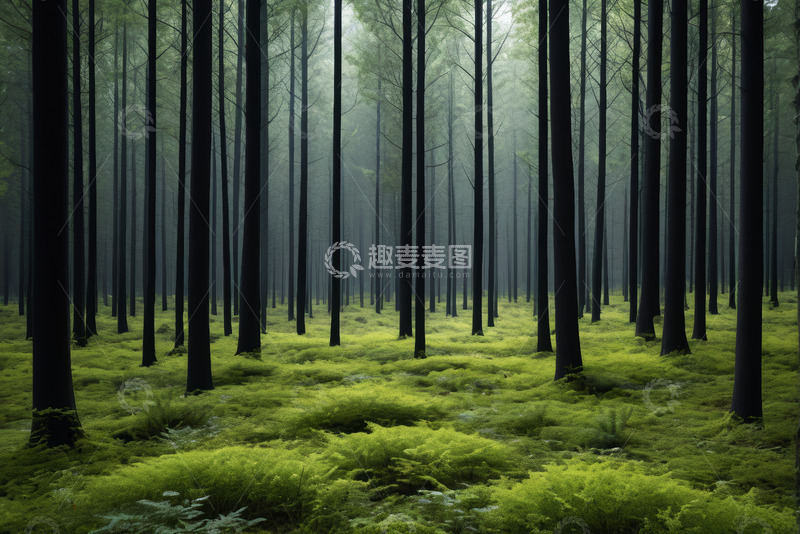 高清大图下载【趣麦麦图】茂密森林绿色植被景观