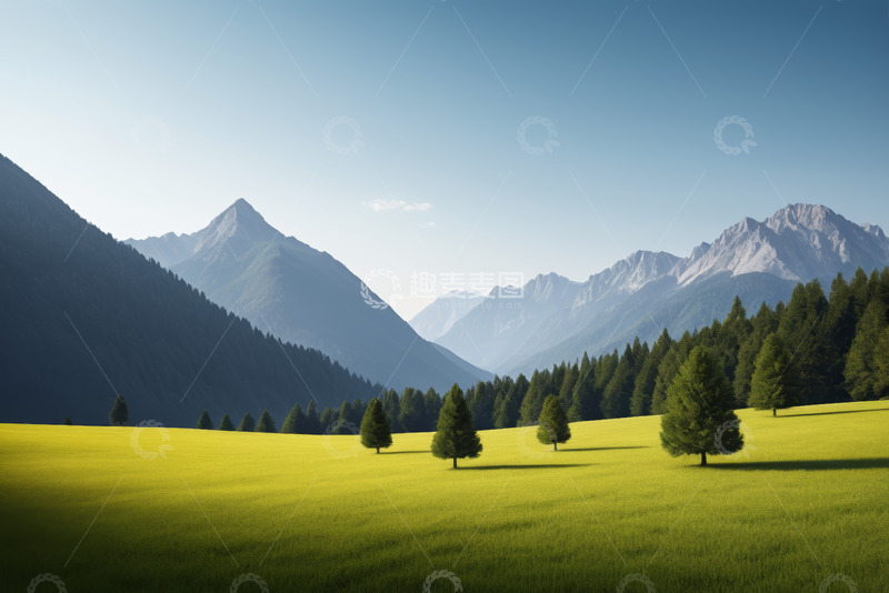 高清大图下载【趣麦麦图】山间草地森林自然风光