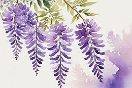 水彩风格紫藤花垂挂画面