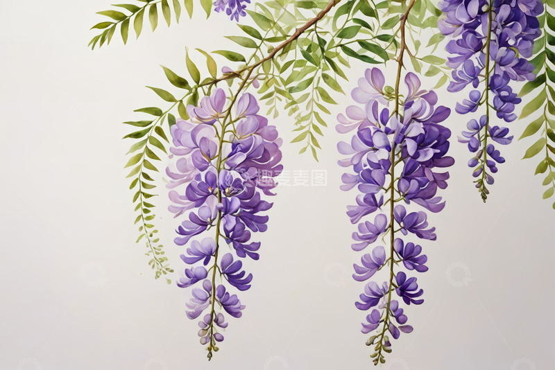 高清大图下载【趣麦麦图】垂挂的紫色紫藤花