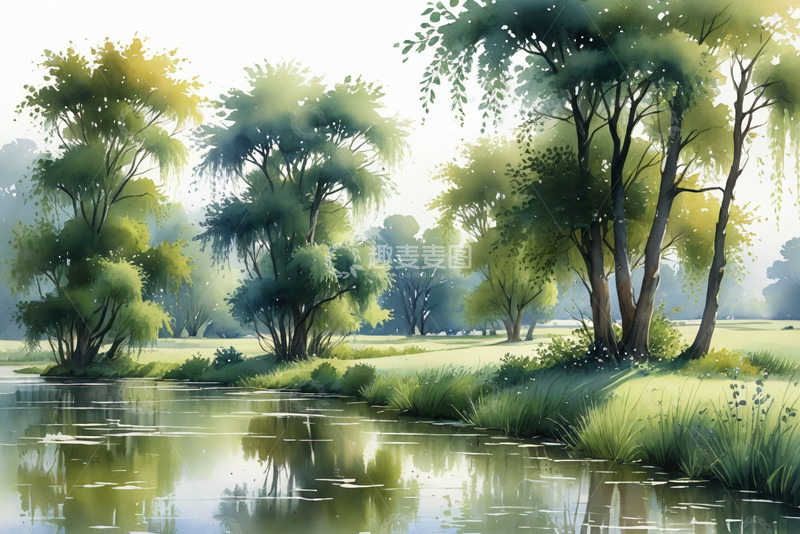 高清大图下载【趣麦麦图】河畔森林自然风光
