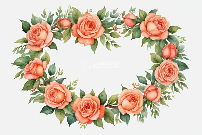 高清大图下载【趣麦麦图】心形玫瑰花卉装饰图案