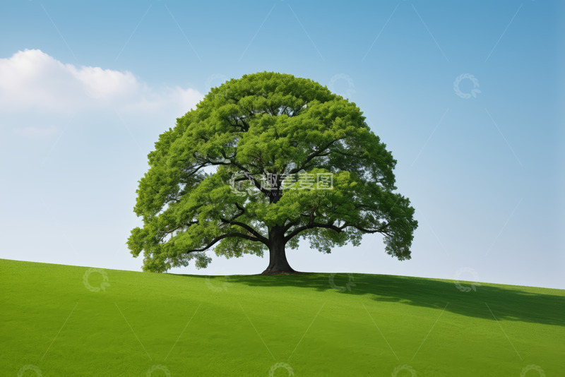 高清大图下载【趣麦麦图】绿草地上的单棵大树