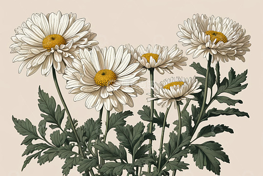 白色雏菊插画