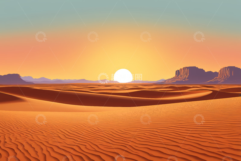 高清大图下载【趣麦麦图】沙漠日落自然风光