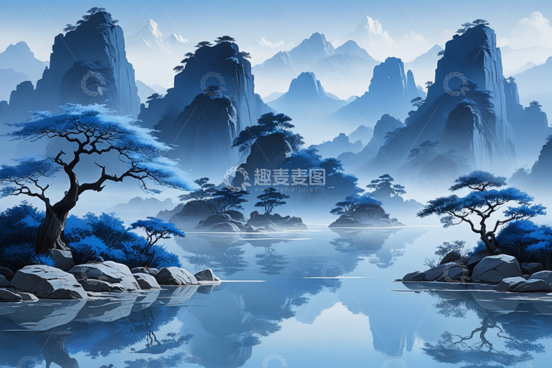 高清大图下载【趣麦麦图】山水风景水墨画
