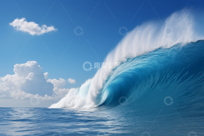 高清大图下载【趣麦麦图】蓝色海洋巨大海浪景观