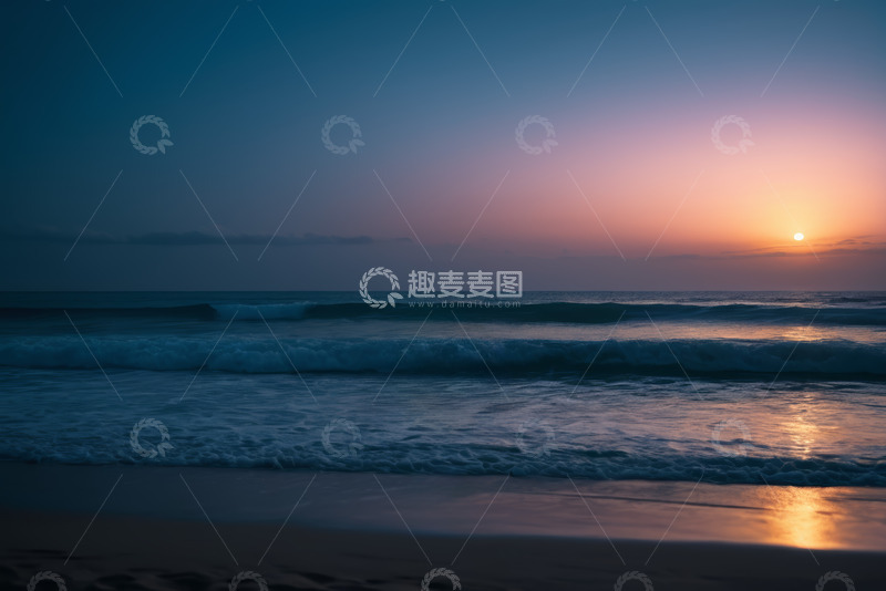 高清大图下载【趣麦麦图】海滩日落海景自然风光