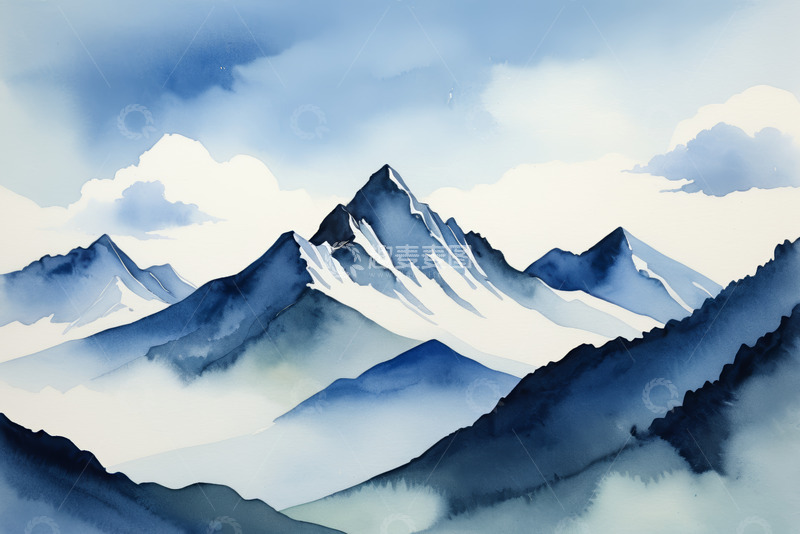 高清大图下载【趣麦麦图】水墨风格山峦云雾风景