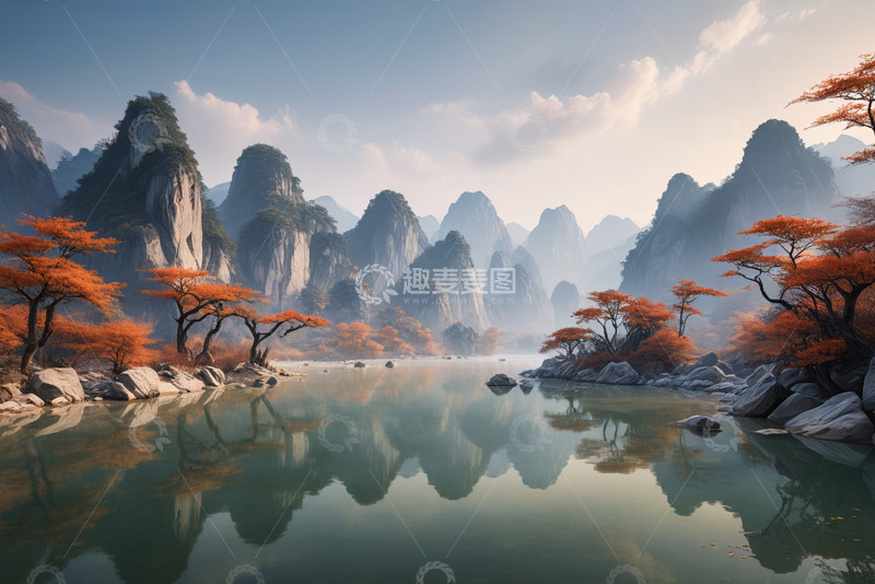 高清大图下载【趣麦麦图】山水相依的自然风光美景