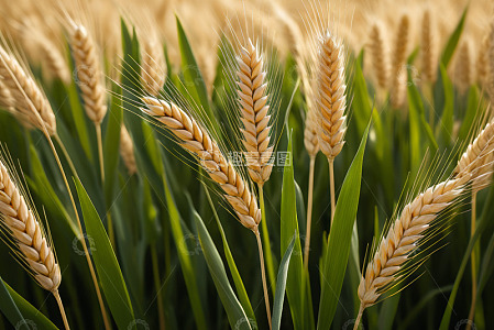 成熟饱满的小麦特写