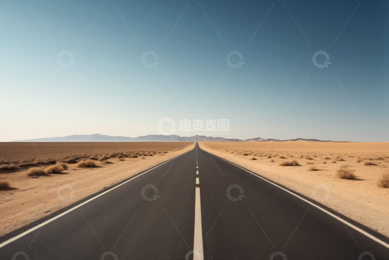 高清大图下载【趣麦麦图】沙漠中的笔直公路景观