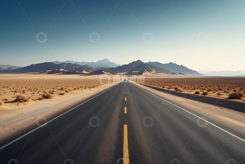 高清大图下载【趣麦麦图】沙漠中的公路远景