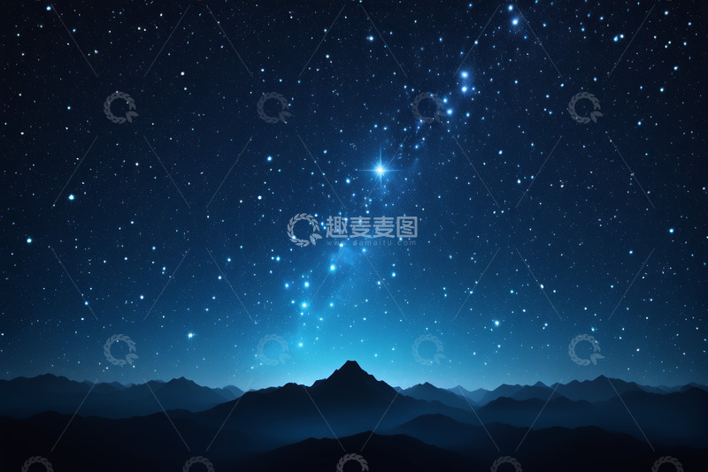 高清大图下载【趣麦麦图】星空下的山脉夜景素材