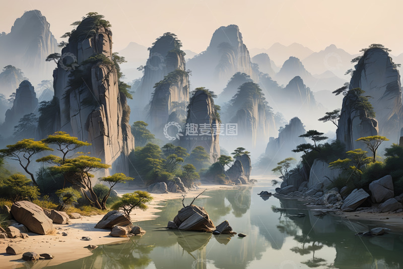 高清大图下载【趣麦麦图】山水相依的自然风光