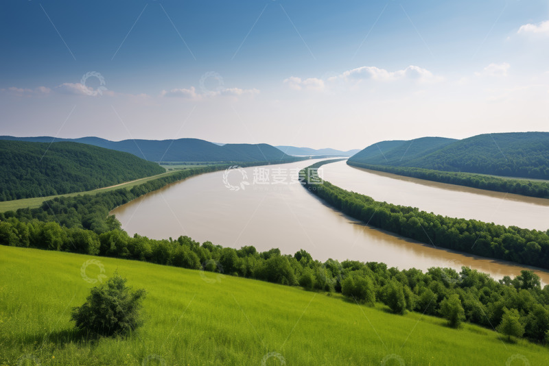 高清大图下载【趣麦麦图】河流蜿蜒的自然风光全景