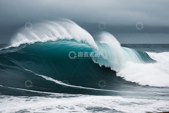 海洋翻涌的巨大波浪