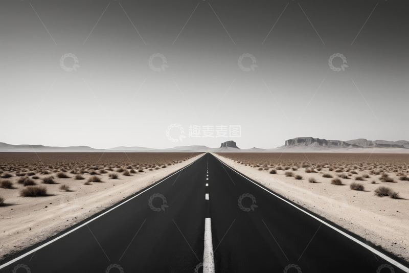 高清大图下载【趣麦麦图】沙漠中延伸的公路景象