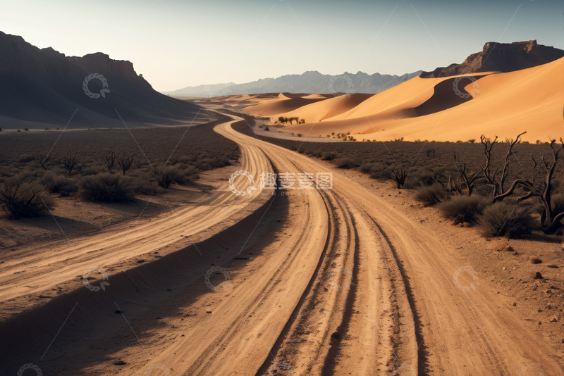 高清大图下载【趣麦麦图】沙漠中的蜿蜒公路