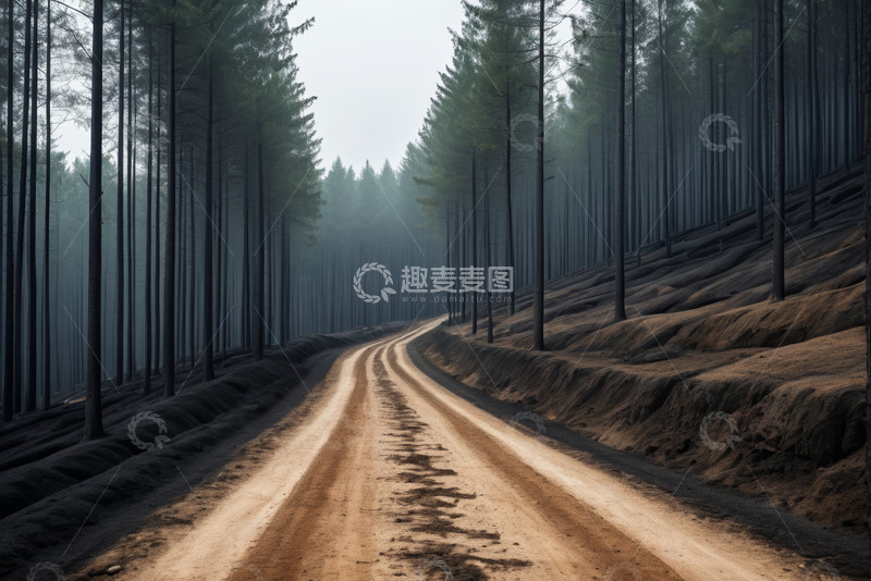 高清大图下载【趣麦麦图】林间蜿蜒土路自然景观