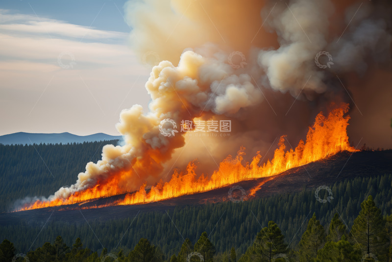 高清大图下载【趣麦麦图】森林野火熊熊燃烧景象