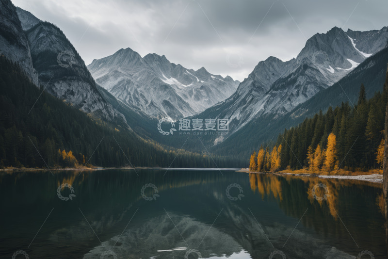 高清大图下载【趣麦麦图】山间湖泊与森林自然景观