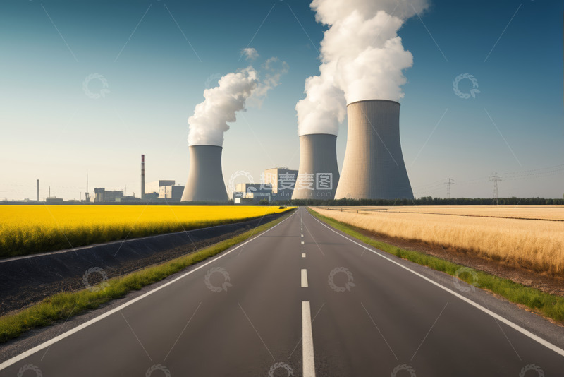 高清大图下载【趣麦麦图】公路旁的能源发电厂景观