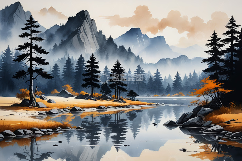 高清大图下载【趣麦麦图】山林湖泊自然风光