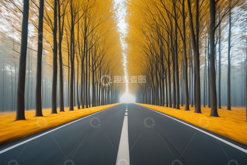 高清大图下载【趣麦麦图】秋日林间道路风景