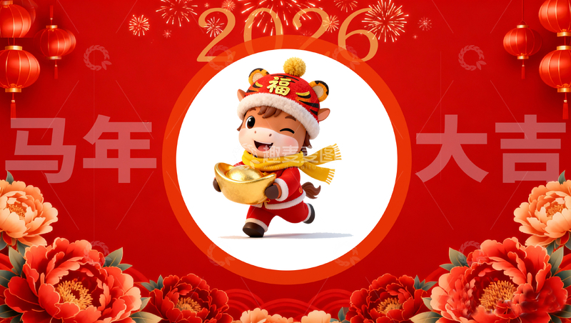 源文件下载【趣麦麦图】-喜庆马年大吉海报设计