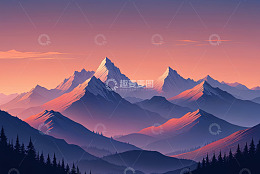 日落时分的山脉自然风光