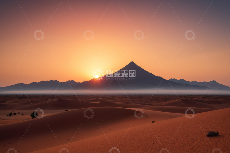 高清大图下载【趣麦麦图】沙漠日落远景自然风光