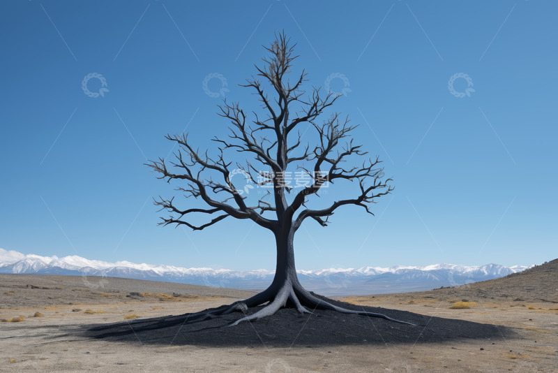 高清大图下载【趣麦麦图】荒野中孤独的枯树景观
