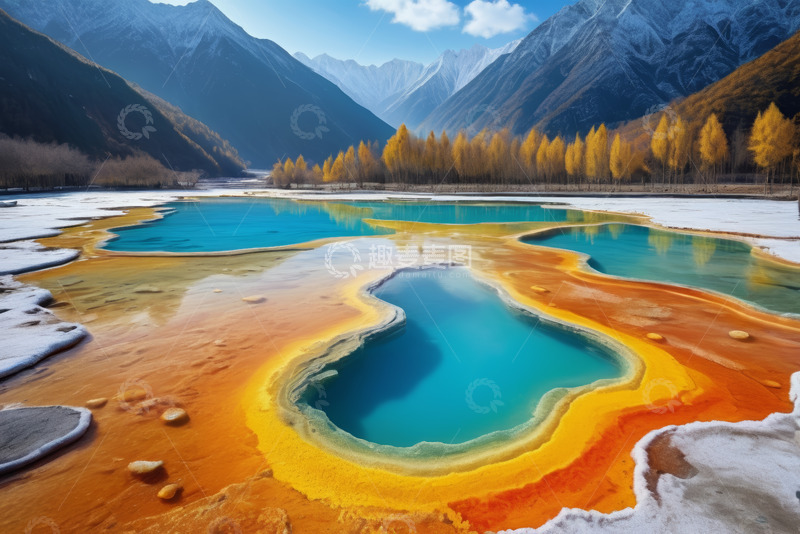 高清大图下载【趣麦麦图】山间多彩湖泊自然风光