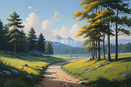 山间草地森林风景