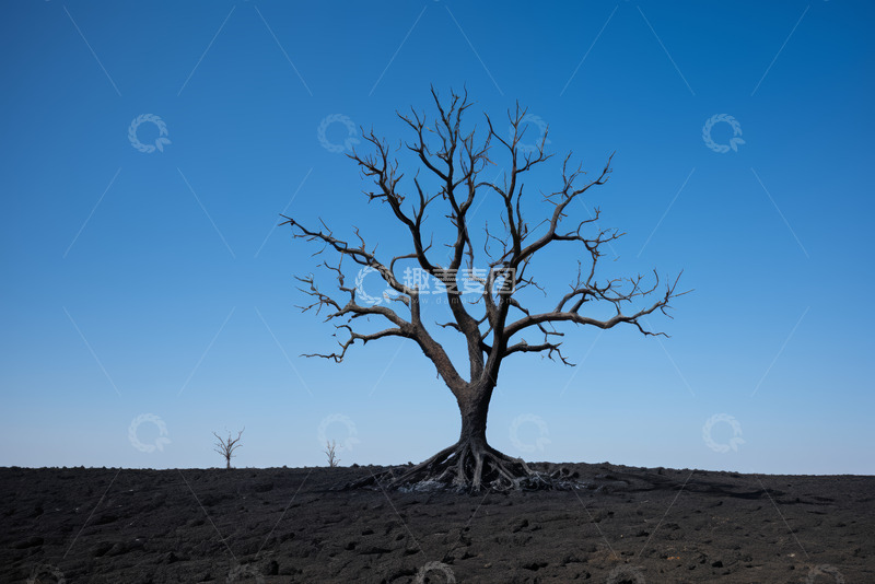 高清大图下载【趣麦麦图】旷野中孤独的枯树