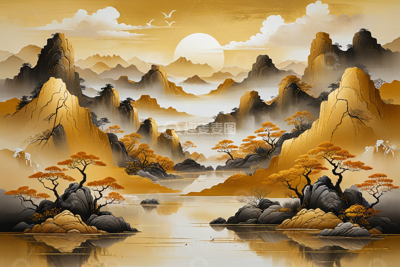 高清大图下载【趣麦麦图】中式山水风景图