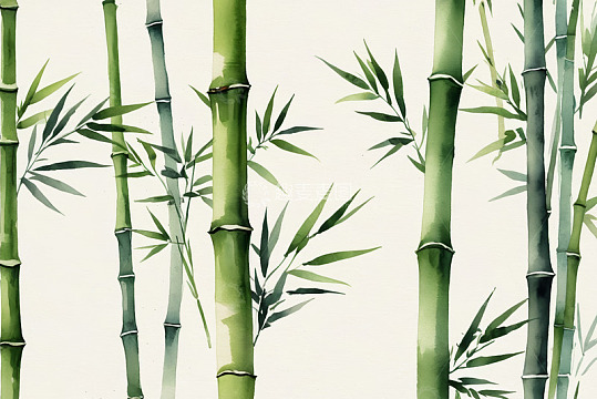 水彩风格竹子植物素材