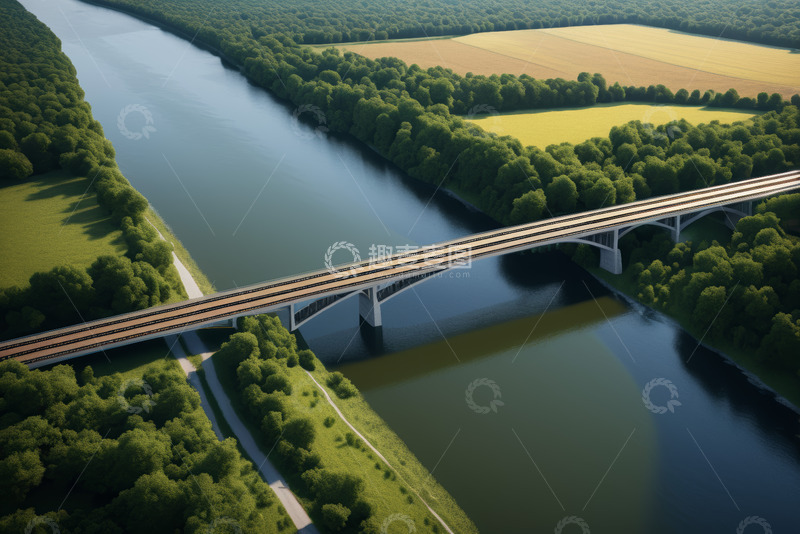 高清大图下载【趣麦麦图】河流上的公路桥航拍景观